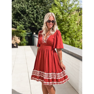 Robe courte à pois Elodie - Terracotta