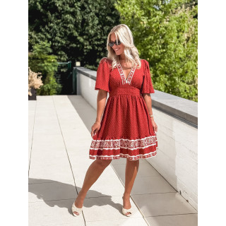 Robe courte à pois Elodie - Terracotta