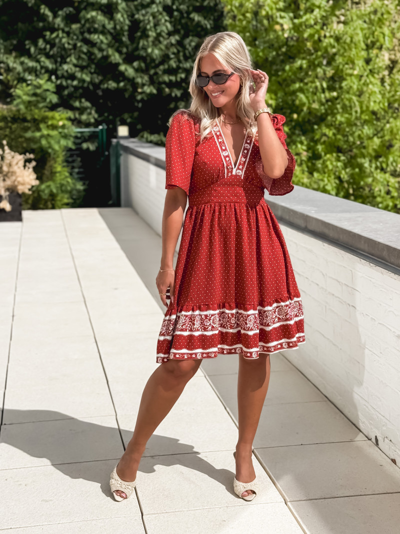 Robe courte à pois Elodie - Terracotta