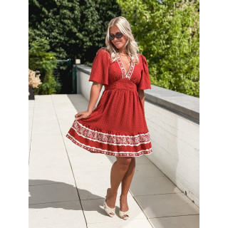 Robe courte à pois Elodie - Terracotta