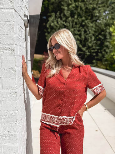 Blouse à pois Elodie - Terracotta