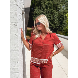 Blouse à pois Elodie - Terracotta