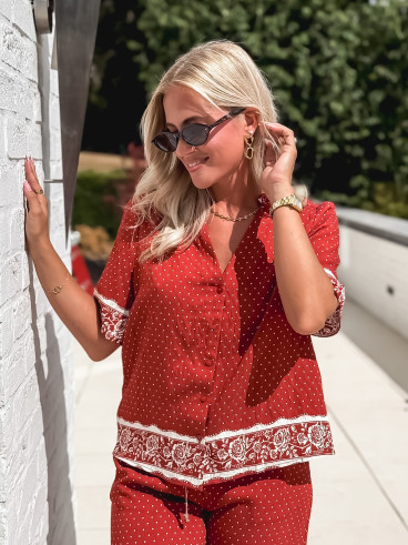 Blouse à pois Elodie - Terracotta