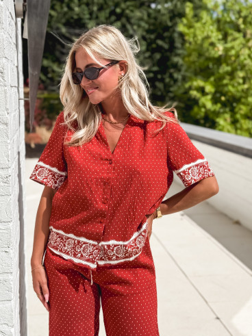 Blouse à pois Elodie - Terracotta