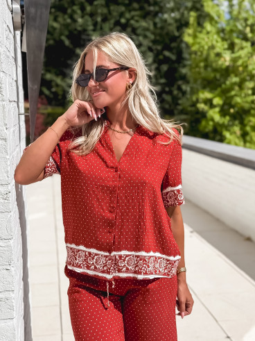 Blouse à pois Elodie - Terracotta