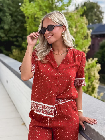 Blouse à pois Elodie - Terracotta