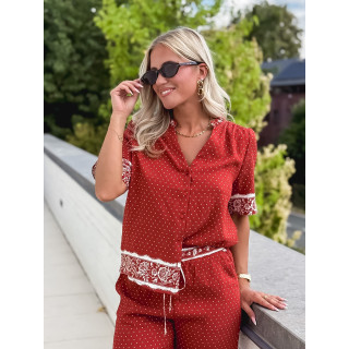 Blouse à pois Elodie - Terracotta