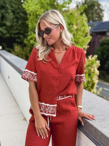 Blouse à pois Elodie - Terracotta