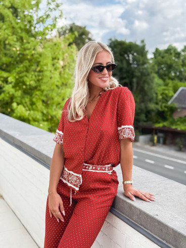 Blouse à pois Elodie - Terracotta