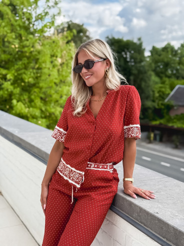 Blouse à pois Elodie - Terracotta