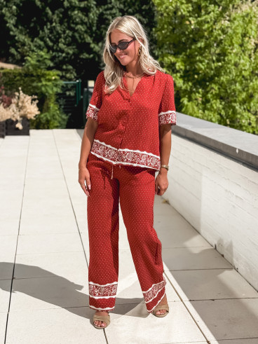 Blouse à pois Elodie - Terracotta