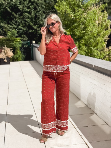 Blouse à pois Elodie - Terracotta