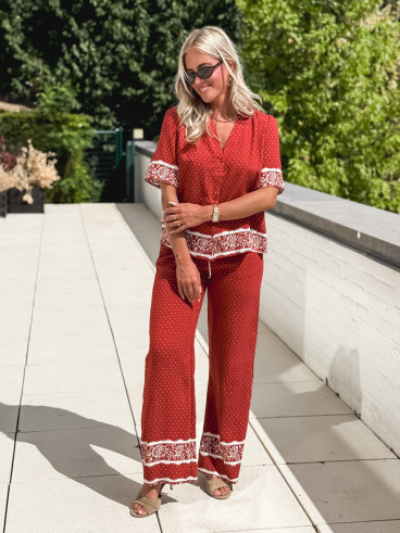Blouse à pois Elodie - Terracotta