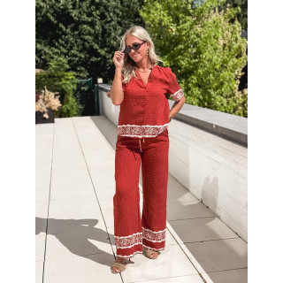 Pantalon à pois Elodie - Terracotta