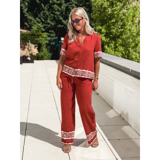 Pantalon à pois Elodie - Terracotta