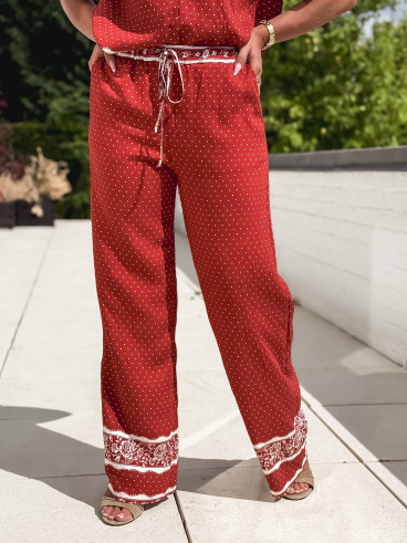 Pantalon à pois Elodie - Terracotta