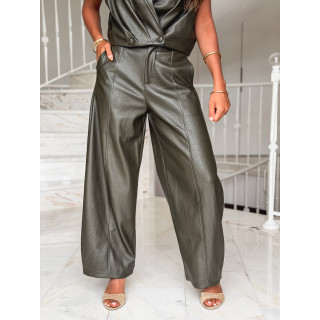 Pantalon en simili Adèle - Kaki