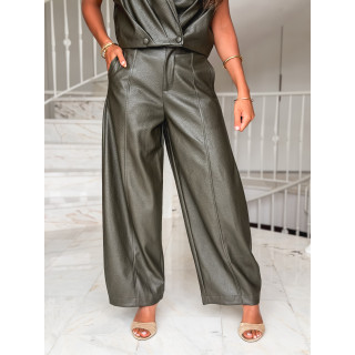 Pantalon en simili Adèle - Kaki