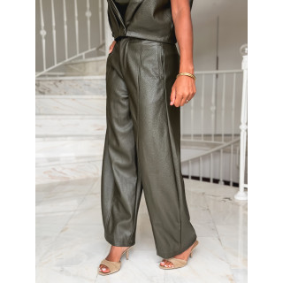 Pantalon en simili Adèle - Kaki