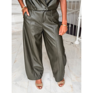 Pantalon en simili Adèle - Kaki