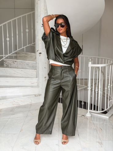 Veste sans manches en simili Adèle - Kaki