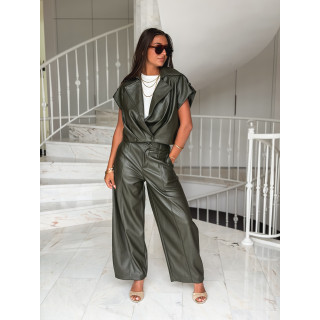 Veste sans manches en simili Adèle - Kaki