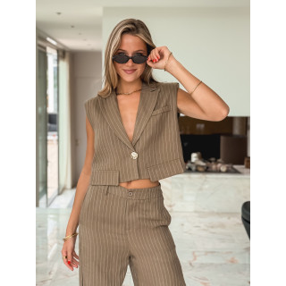 Blazer ligné sans manches Lilia - Kaki