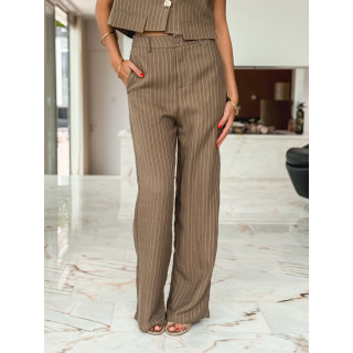 Pantalon ligné Lilia - Kaki