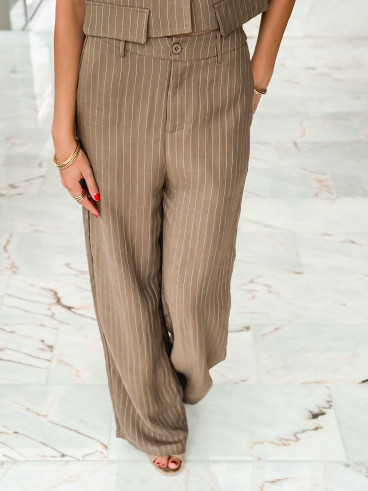 Pantalon ligné Lilia - Kaki