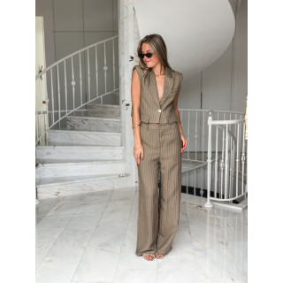 Pantalon ligné Lilia - Kaki