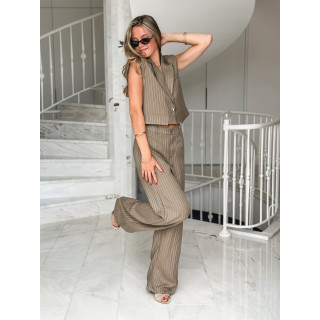 Pantalon ligné Lilia - Kaki
