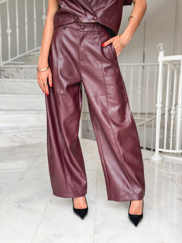 Pantalon en simili Adèle - Bordeaux
