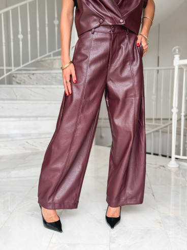 Pantalon en simili Adèle - Bordeaux