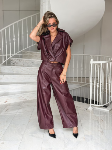 Veste sans manches en simili Adèle - Bordeaux