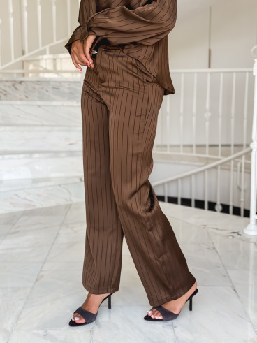 Pantalon ligné Cecile - Chocolat