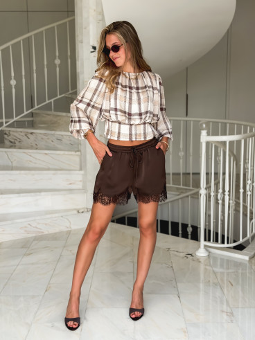 Blouse à carreaux Titania - Beige/Chocolat Blouse à carreaux Titania - Beige/Chocolat