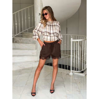 Blouse à carreaux Titania - Beige/Chocolat