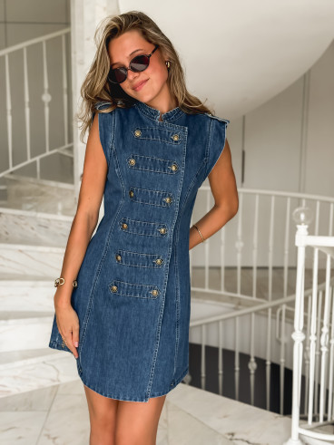 Robe courte en jeans Polina - Bleu