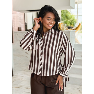 Chemise lignée Maylinda - Beige/Chocolat