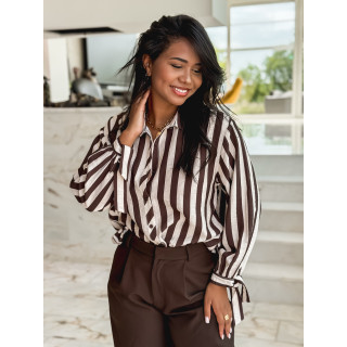 Chemise lignée Maylinda - Beige/Chocolat