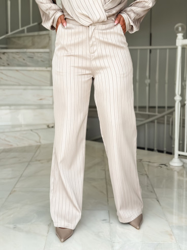 Pantalon ligné Cecile - Beige