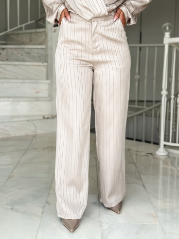 Pantalon ligné Cecile - Beige