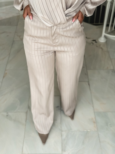 Pantalon ligné Cecile - Beige