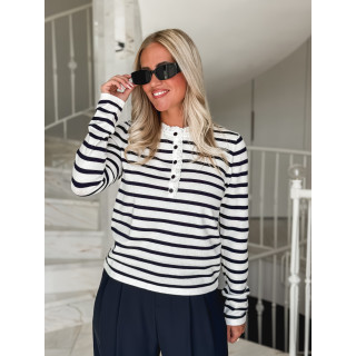 Pull Jelina Lignée - Ecru/Bleu marine