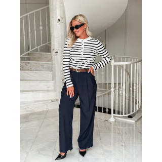Pull Jelina Lignée - Ecru/Bleu marine