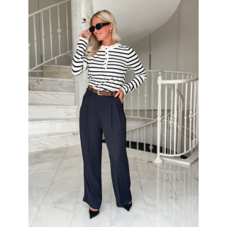 Pull Jelina Lignée - Ecru/Bleu marine