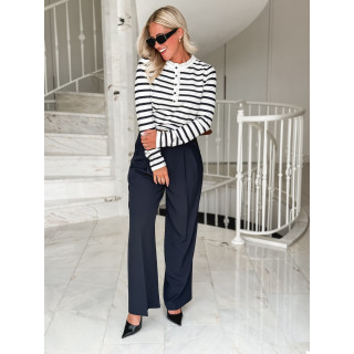 Pull Jelina Lignée - Ecru/Bleu marine