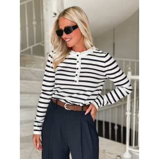 Pull Jelina Lignée - Ecru/Bleu marine
