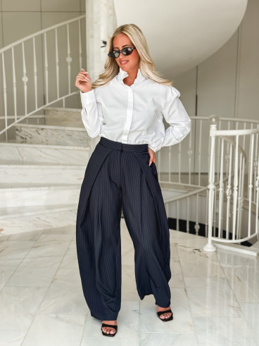 Pantalon lignée Marylise - Bleu Foncé