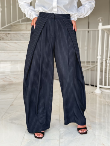 Pantalon lignée Marylise - Bleu Foncé